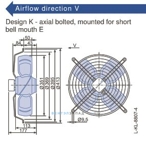Габаритные размеры, подбор Ziehl-abegg FB035-4EK.2C.V4S