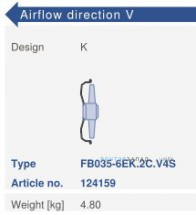 Варианты исполнения, направление потока Ziehl-abegg FB035-6EK.2C.V4S