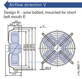 Габаритные размеры, подбор Ziehl-abegg FB035-6EK.2C.V4S
