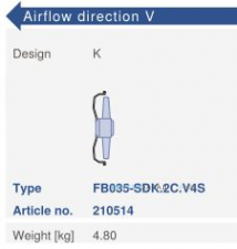 Варианты исполнения, направление потока Ziehl-abegg FB035-SDK.2C.V4S