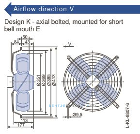 Габаритные размеры, подбор Ziehl-abegg FB035-SDK.2C.V4S