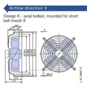Габаритные размеры, подбор Ziehl-abegg FB035-SDW.2C.A4P