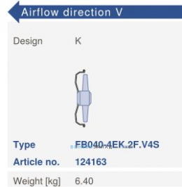 Варианты исполнения, направление потока Ziehl-abegg FB040-4EK.2F.V4S