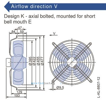 Габаритные размеры, подбор Ziehl-abegg FB040-4EK.2F.V4S