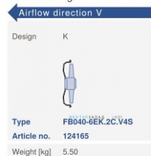 Варианты исполнения, направление потока Ziehl-abegg FB040-6EK.2C.V4S