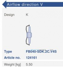 Варианты исполнения, направление потока Ziehl-abegg FB040-SDK.2C.V4S