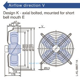 Габаритные размеры, подбор Ziehl-abegg FB040-SDK.2C.V4S