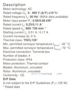 Производительность, мощность, аналоги, купить Ziehl-abegg FB040-SDK.2C.V4P