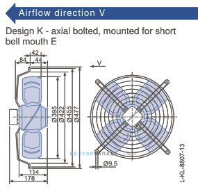 Габаритные размеры, подбор Ziehl-abegg FB040-SDK.2C.V4P