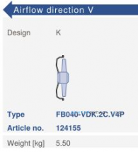 Варианты исполнения, направление потока Ziehl-abegg FB040-VDK.2C.V4P