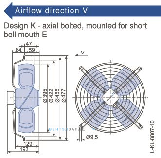 Габаритные размеры, подбор Ziehl-abegg FB040-VDK.2F.V4S