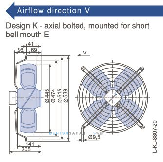 Габаритные размеры, подбор Ziehl-abegg FB045-4EK.4F.V4L