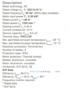 Производительность, мощность, аналоги, купить Ziehl-abegg FB045-4EK.4F.V4P