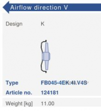 Варианты исполнения, направление потока Ziehl-abegg FB045-4EK.4I.V4S
