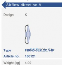 Варианты исполнения, направление потока Ziehl-abegg FB045-6EK.2C.V4P