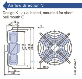 Габаритные размеры, подбор Ziehl-abegg FB045-6EK.4C.V4P