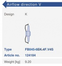 Варианты исполнения, направление потока Ziehl-abegg FB045-6EK.4F.V4S
