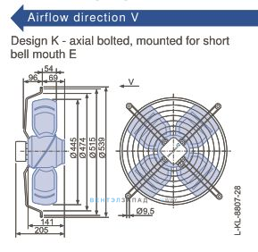Габаритные размеры, подбор Ziehl-abegg FB045-6EK.4F.V4S