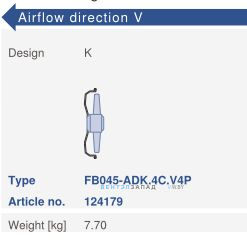 Варианты исполнения, направление потока Ziehl-abegg FB045-ADK.4C.V4P