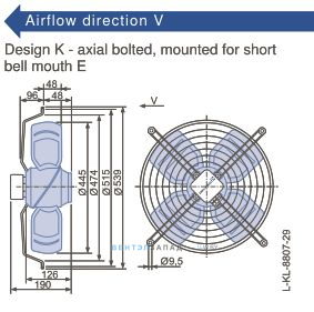 Габаритные размеры, подбор Ziehl-abegg FB045-ADK.4C.V4P