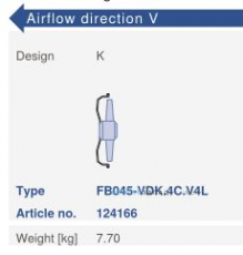 Варианты исполнения, направление потока Ziehl-abegg FB045-VDK.4C.V4L