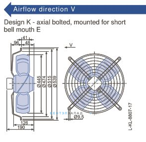 Габаритные размеры, подбор Ziehl-abegg FB045-VDK.4C.V4L