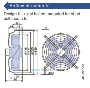Габаритные размеры, подбор Ziehl-abegg FB045-VDK.4C.V4P