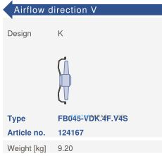 Варианты исполнения, направление потока Ziehl-abegg FB045-VDK.4F.V4S