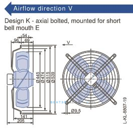 Габаритные размеры, подбор Ziehl-abegg FB045-VDK.4F.V4S