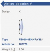 Варианты исполнения, направление потока Ziehl-abegg FB050-4EK.4F.V4L