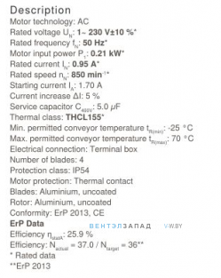 Производительность, мощность, аналоги, купить Ziehl-abegg FB050-6EK.4C.V4L