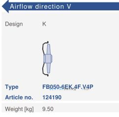 Варианты исполнения, направление потока Ziehl-abegg FB050-6EK.4F.V4P