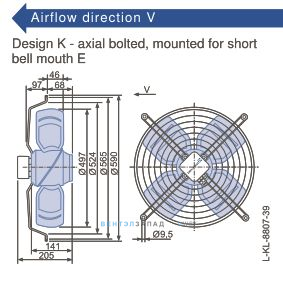 Габаритные размеры, подбор Ziehl-abegg FB050-6EK.4F.V4P