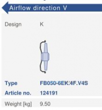 Варианты исполнения, направление потока Ziehl-abegg FB050-6EK.4F.V4S
