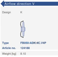 Варианты исполнения, направление потока Ziehl-abegg FB050-ADK.4C.V4P