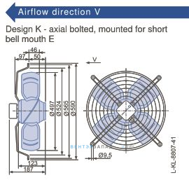 Габаритные размеры, подбор Ziehl-abegg FB050-ADK.4C.V4P