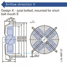 Габаритные размеры, подбор Ziehl-abegg FB050-SDK.4F.V4S