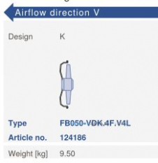 Варианты исполнения, направление потока Ziehl-abegg FB050-VDK.4F.V4L