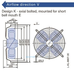Габаритные размеры, подбор Ziehl-abegg FB050-VDK.4F.V4L