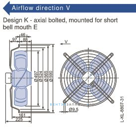 Габаритные размеры, подбор Ziehl-abegg FB050-VDK.4I.V4P