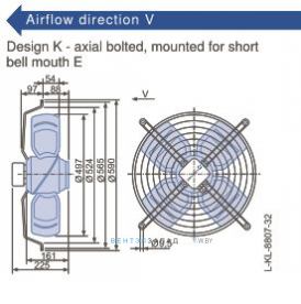 Габаритные размеры, подбор Ziehl-abegg FB050-VDK.4I.V4S