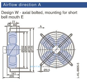 Габаритные размеры, подбор Ziehl-abegg FB056-SDK.4F.V4L