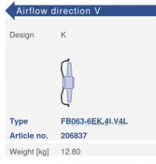 Варианты исполнения, направление потока Ziehl-abegg FB063-6EK.4I.V4L