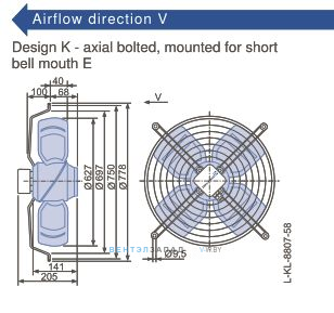 Габаритные размеры, подбор Ziehl-abegg FB063-ADK.4F.V4L
