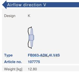 Варианты исполнения, направление потока Ziehl-abegg FB063-ADK.4I.V4S
