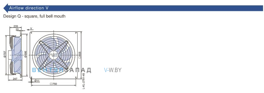 Характеристики вентилятора - мощность, ток, размер, вес, эффективность вентилятор Ziehl-abegg FN063-ZIQ.GL.V7P3