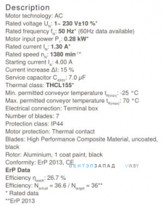 Рабочие параметры Ziehl-abegg FN040-4ED.2F.A7P1