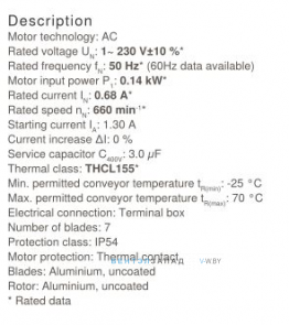 Рабочие параметры Ziehl-abegg FN050-8EF.4C.V7P1
