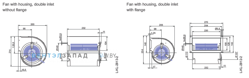 Ziehl-abegg RD13S-4EP.W6.2R размеры и исполнение вентилятора и рабочего колеса