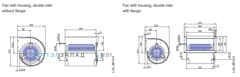 Ziehl-abegg RD13S-4EP.W8.2R размеры и исполнение вентилятора и рабочего колеса